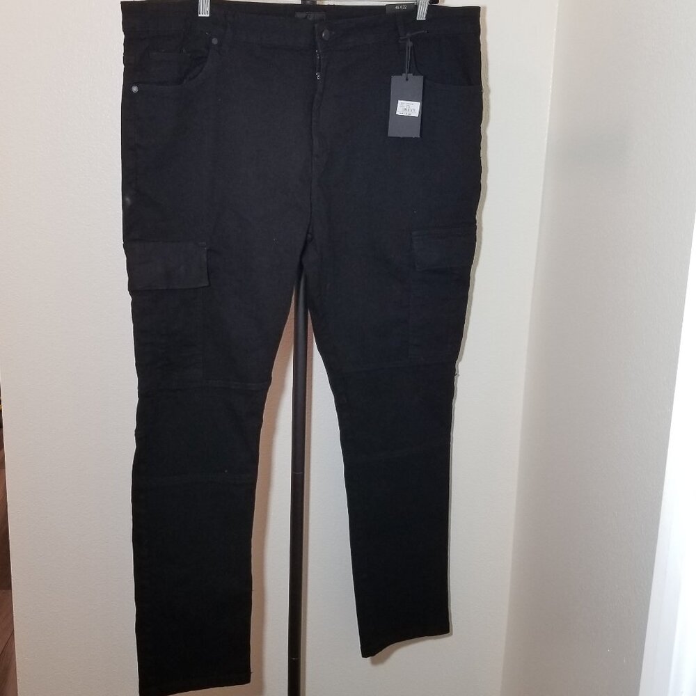 Steve's Jeans Mens 46x32 Black Cargo Stretch Denim Straight Leg Retro Street NWT